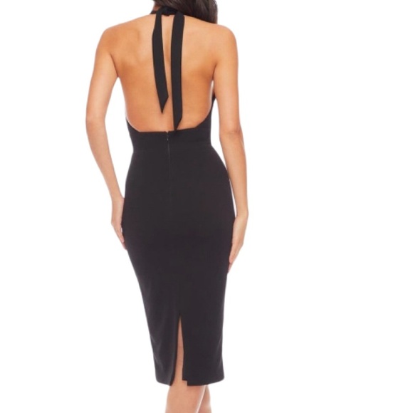 NWT Dress the Population Vanessa Halter Bodycon Black Midi Dress - Sz XL - Picture 2 of 9